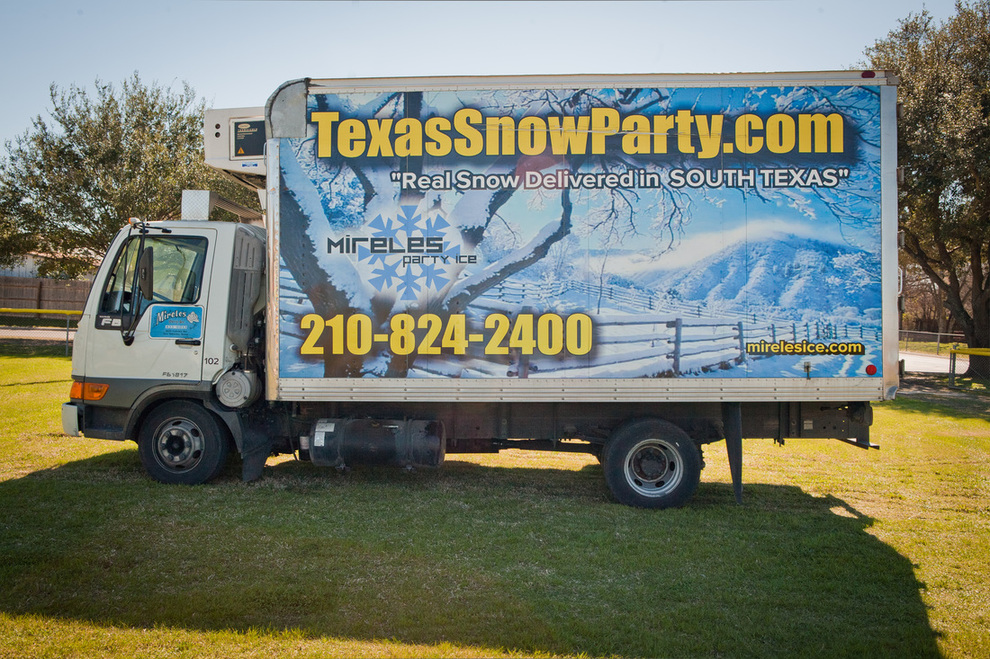 Texas Snow Party Delivery Truck
